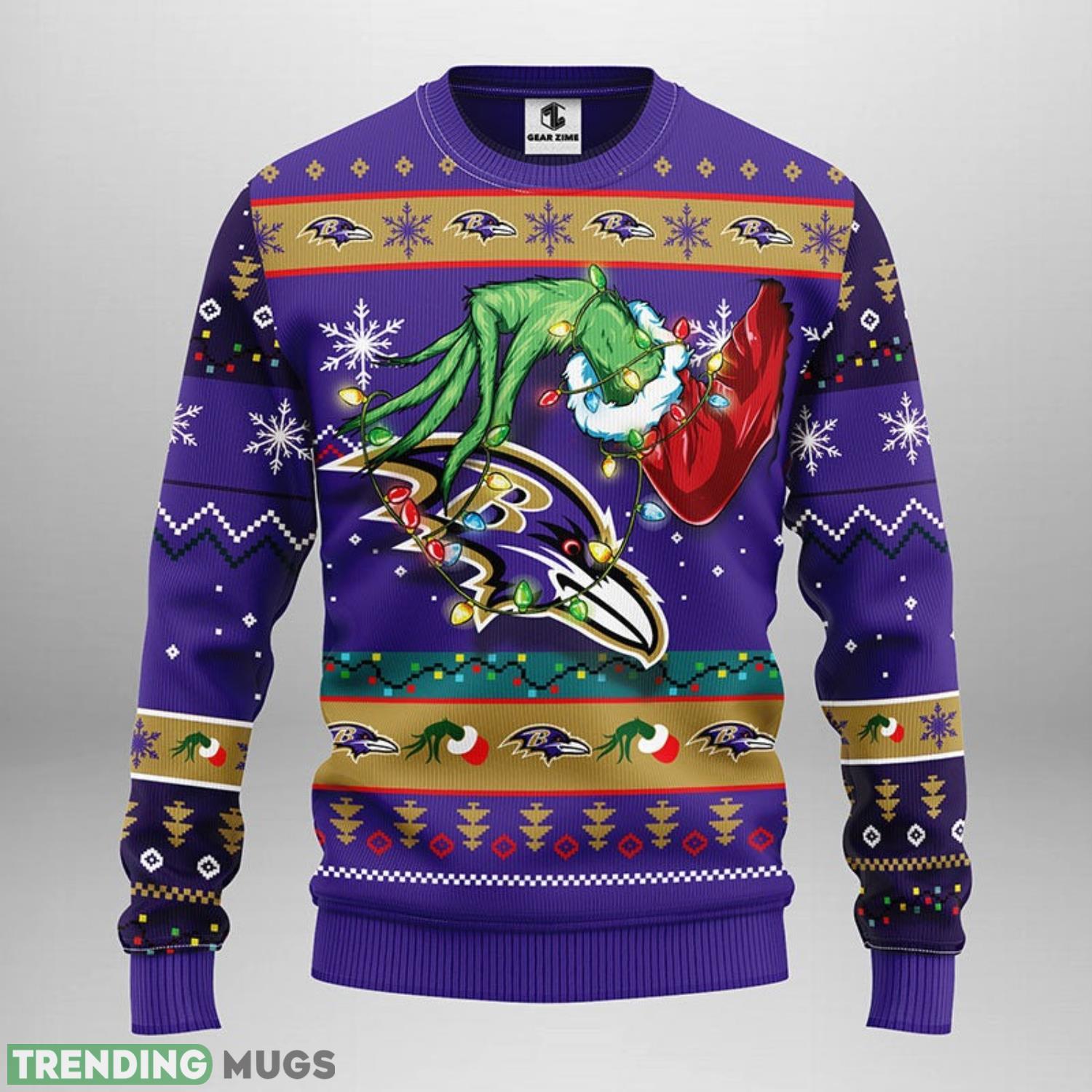 Baltimore Ravens Grinch Ugly Christmas Sweater For Sport Fans Christmas Gift 3D Sweater Baltimore Ravens Grinch Ugly Christmas Sweater For Sport Fans Christmas Gift 3D Sweater