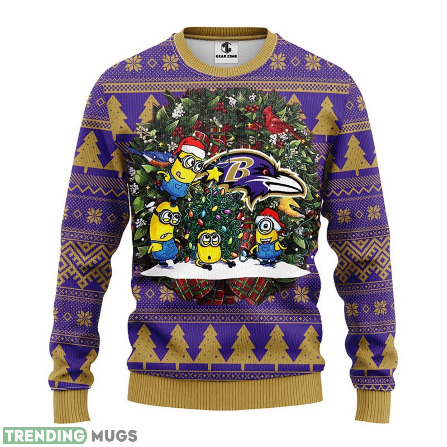 Baltimore Ravens Minion Ugly Christmas Sweater For Sport Fans Christmas Gift 3D Sweater Baltimore Ravens Minion Ugly Christmas Sweater For Sport Fans Christmas Gift 3D Sweater
