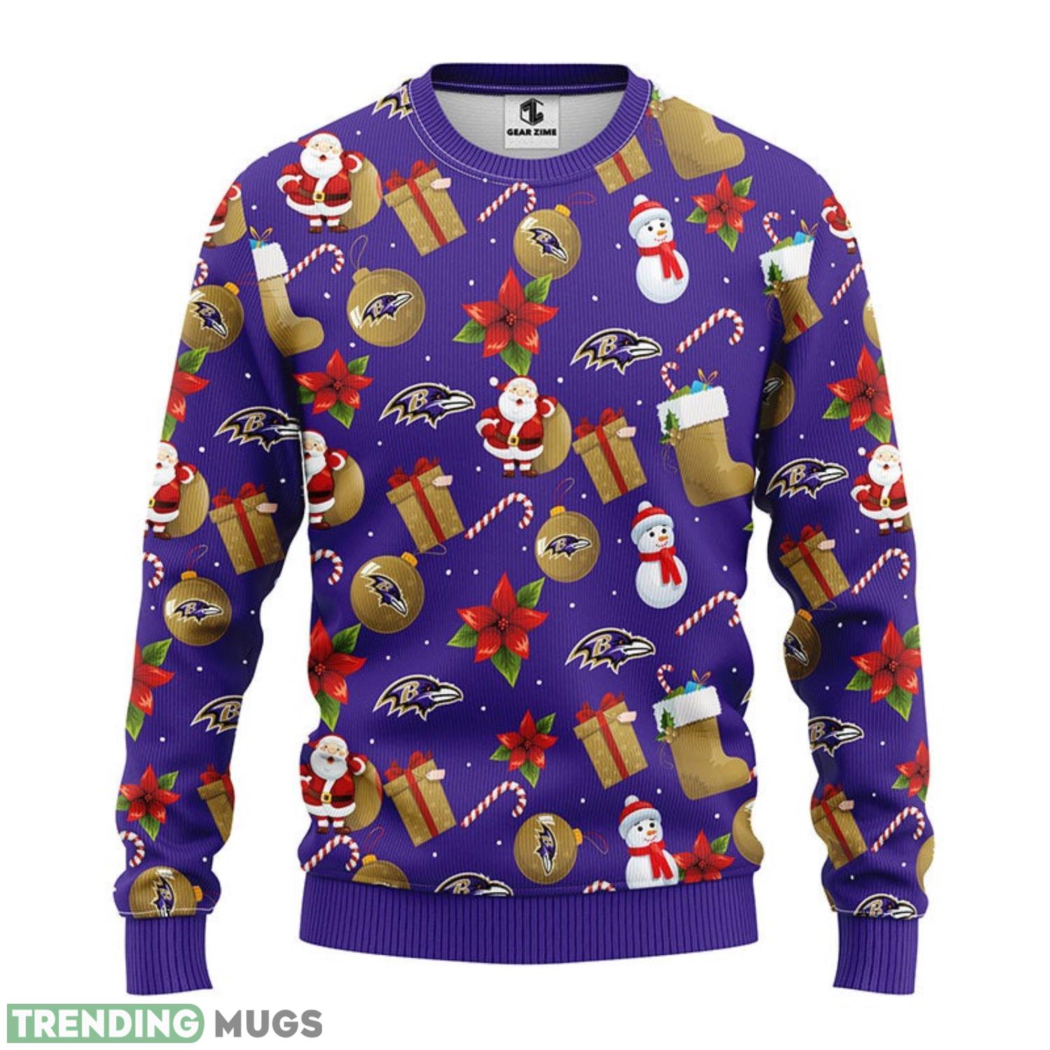 Baltimore Ravens Santa Claus Snowman Ugly Christmas Sweater For Sport Fans Christmas Gift 3D Sweater Baltimore Ravens Santa Claus Snowman Ugly Christmas Sweater For Sport Fans Christmas Gift 3D Sweater