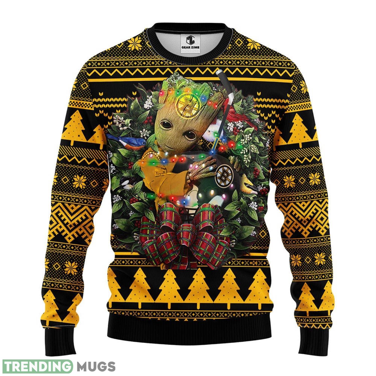 Boston Bruins Groot Hug Christmas Ugly Sweater 3D Christmas Sweater For Men Women Christmas Gift For Sport Team 3D Sweater Boston Bruins Groot Hug Christmas Ugly Sweater 3D Christmas Sweater For Men Women Christmas Gift For Sport Team 3D Sweater