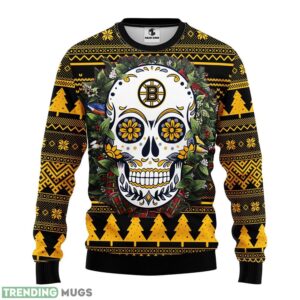 Boston Bruins Skull Flower Ugly Christmas Ugly Sweater 3D Christmas Sweater For Men Women Christmas Gift For Sport Team Product Photo 1