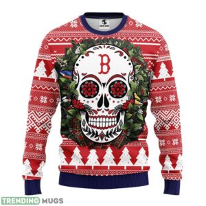 Boston Red Sox Skull Flower Ugly Christmas Ugly Sweater 3D Christmas Sweater For Men Women Christmas Gift For Sport Team Product Photo 1