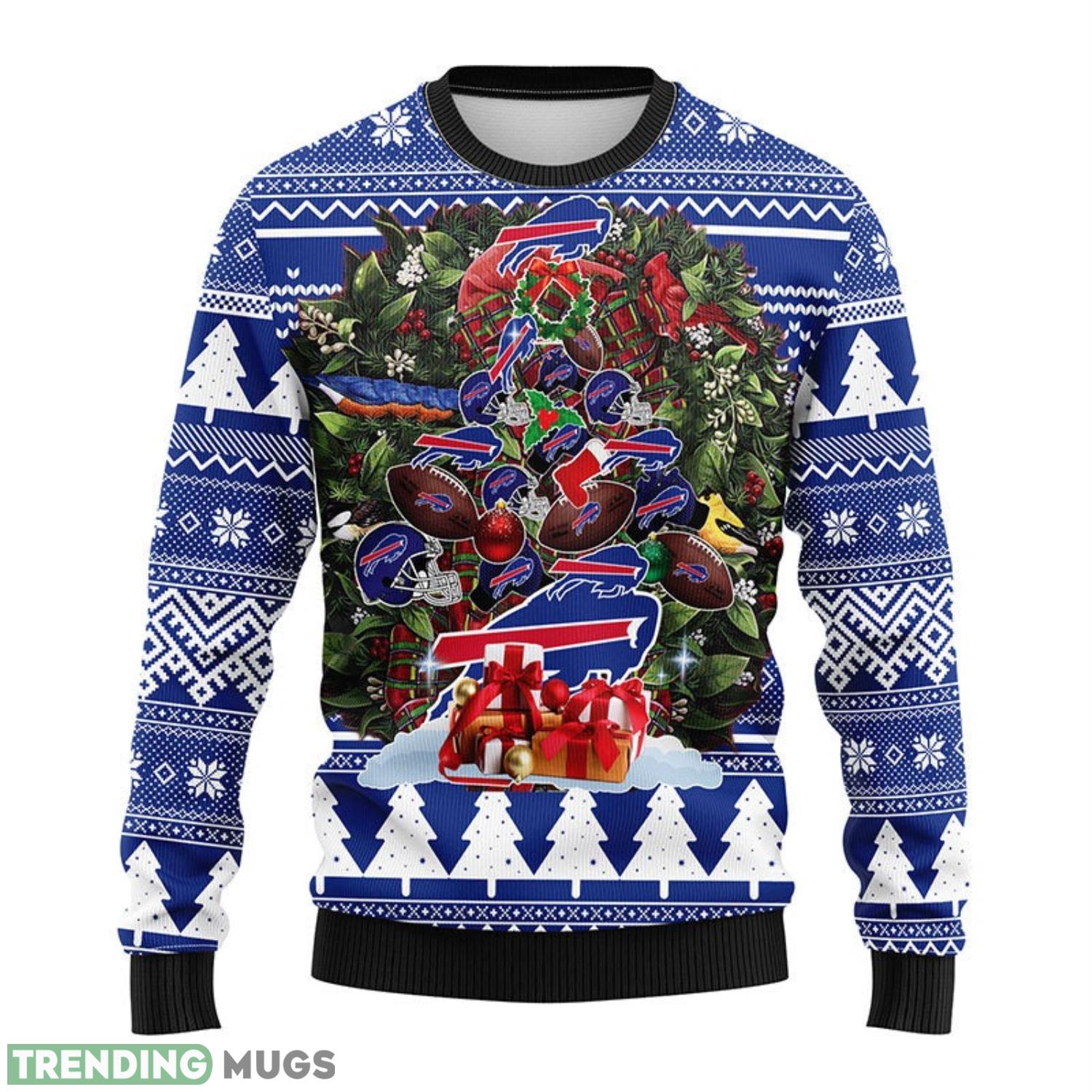 Buffalo Bills Tree Ugly Christmas Sweater Holiday Gift For Sport Fans 3D Sweater Buffalo Bills Tree Ugly Christmas Sweater Holiday Gift For Sport Fans 3D Sweater