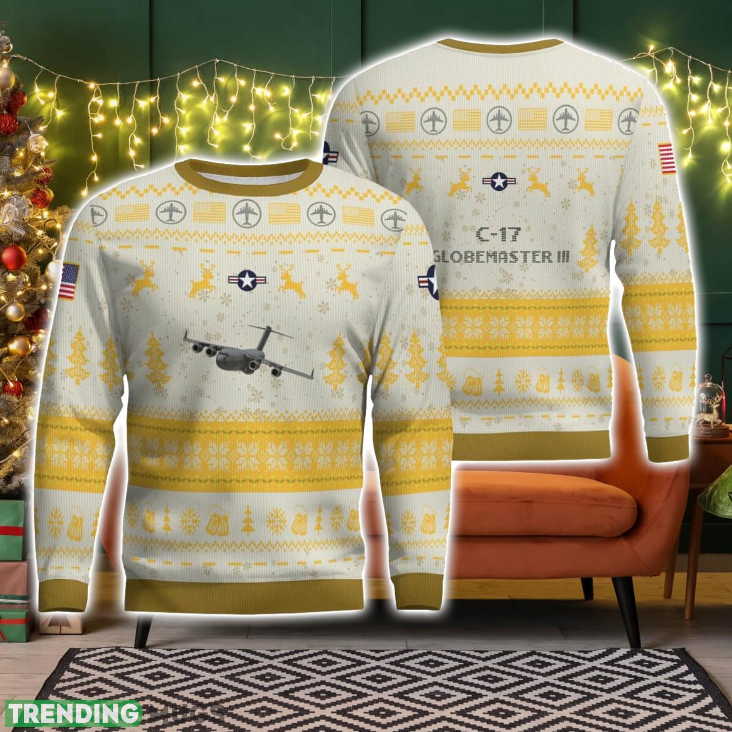 C 17 Globemaster III C17 3D Aircraft Ugly Christmas Sweater Christmas Pattern Holiday Gift 3D Sweater C 17 Globemaster III C17 3D Aircraft Ugly Christmas Sweater Christmas Pattern Holiday Gift 3D Sweater