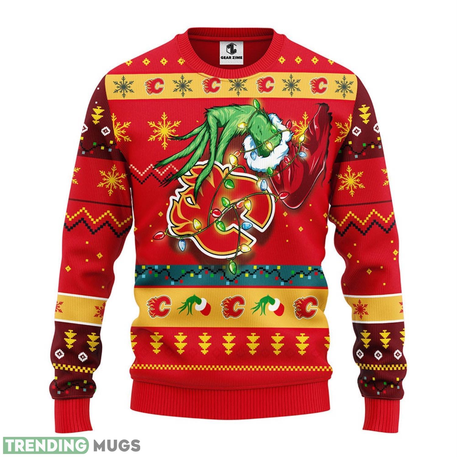Calgary Flames Grinch Christmas Ugly Sweater 3D Christmas Sweater For Men Women Christmas Gift For Sport Team 3D Sweater Calgary Flames Grinch Christmas Ugly Sweater 3D Christmas Sweater For Men Women Christmas Gift For Sport Team 3D Sweater