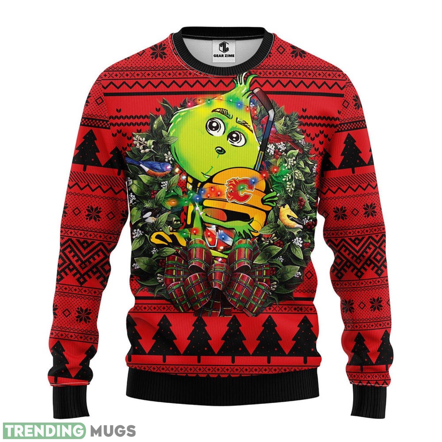 Calgary Flames Grinch Hug Christmas Ugly Sweater 3D Christmas Sweater For Men Women Christmas Gift For Sport Team 3D Sweater Calgary Flames Grinch Hug Christmas Ugly Sweater 3D Christmas Sweater For Men Women Christmas Gift For Sport Team 3D Sweater