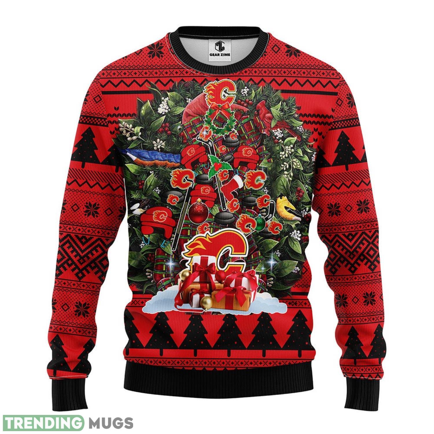 Calgary Flames Tree Ugly Christmas Sweater Holiday Gift For Sport Fans 3D Sweater Calgary Flames Tree Ugly Christmas Sweater Holiday Gift For Sport Fans 3D Sweater