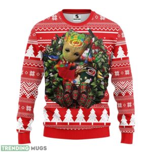 Carolina Hurricanes Groot Hug Christmas Ugly Sweater 3D Christmas Sweater For Men Women Christmas Gift For Sport Team Product Photo 1