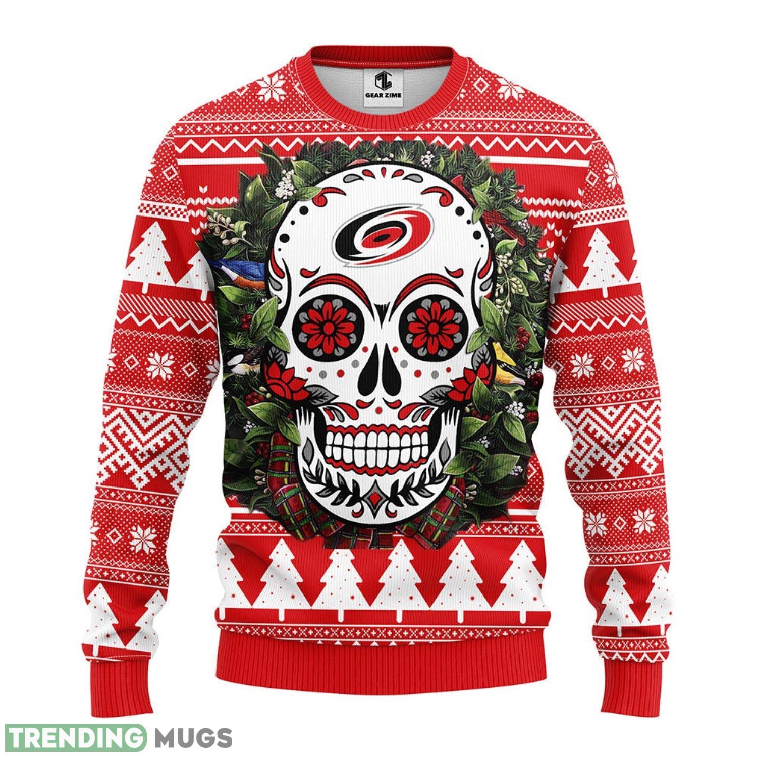 Carolina Hurricanes Skull Flower Ugly Christmas Ugly Sweater 3D Christmas Sweater For Men Women Christmas Gift For Sport Team 3D Sweater Carolina Hurricanes Skull Flower Ugly Christmas Ugly Sweater 3D Christmas Sweater For Men Women Christmas Gift For Sport Team 3D Sweater