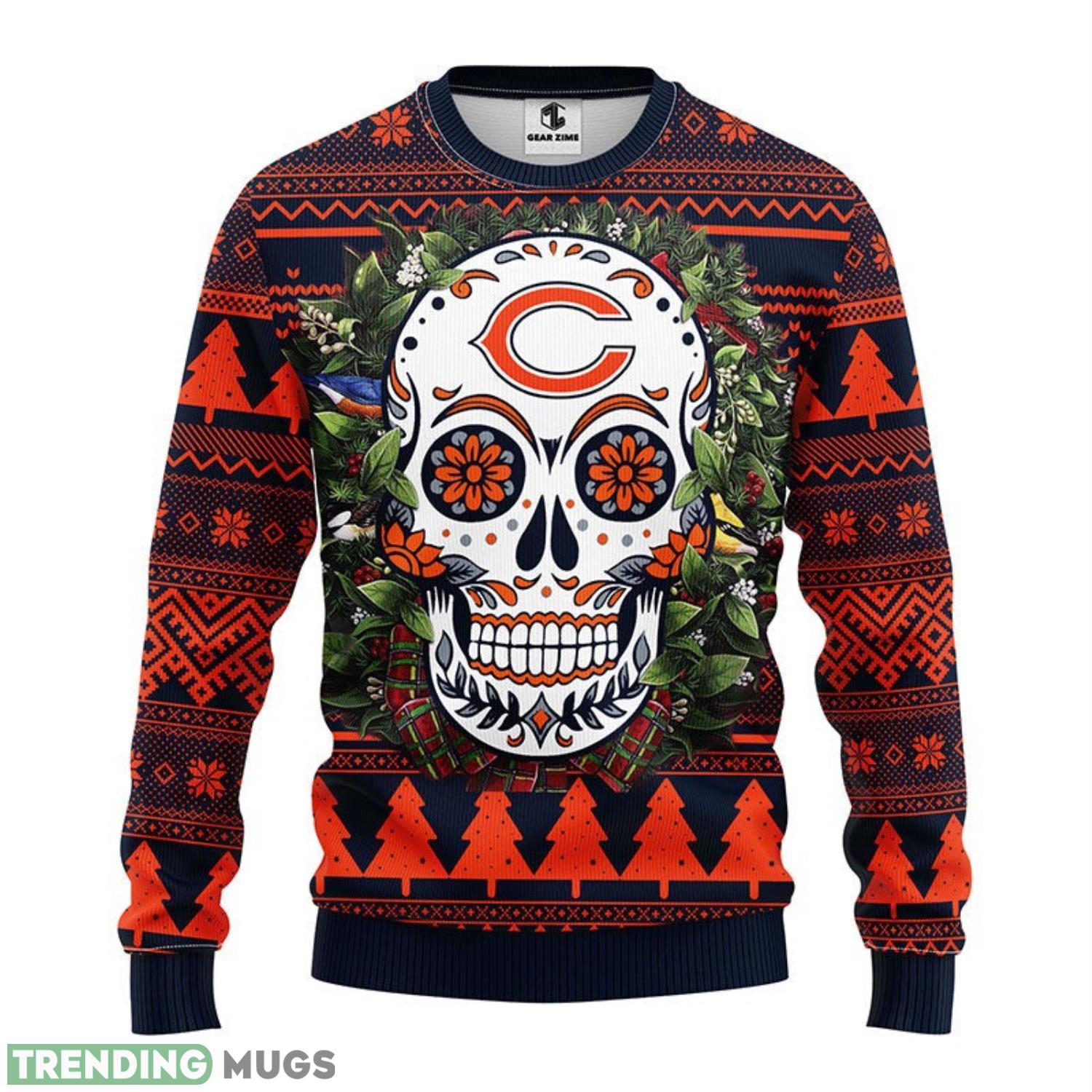Chicago Bears Skull Flower Ugly Christmas Ugly Sweater 3D Christmas Sweater For Men Women Christmas Gift For Sport Team 3D Sweater Chicago Bears Skull Flower Ugly Christmas Ugly Sweater 3D Christmas Sweater For Men Women Christmas Gift For Sport Team 3D Sweater