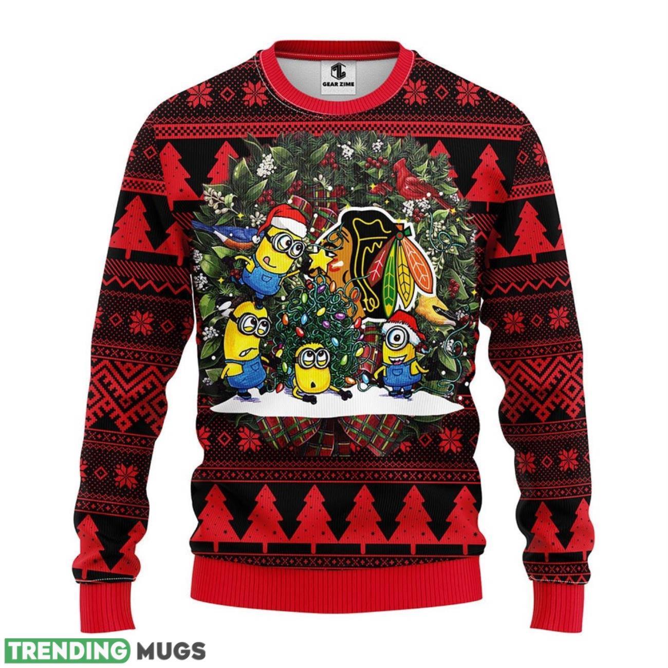 Chicago Blackhawks Minion Christmas Ugly Sweater 3D Christmas Sweater For Men Women Christmas Gift For Sport Team 3D Sweater Chicago Blackhawks Minion Christmas Ugly Sweater 3D Christmas Sweater For Men Women Christmas Gift For Sport Team 3D Sweater