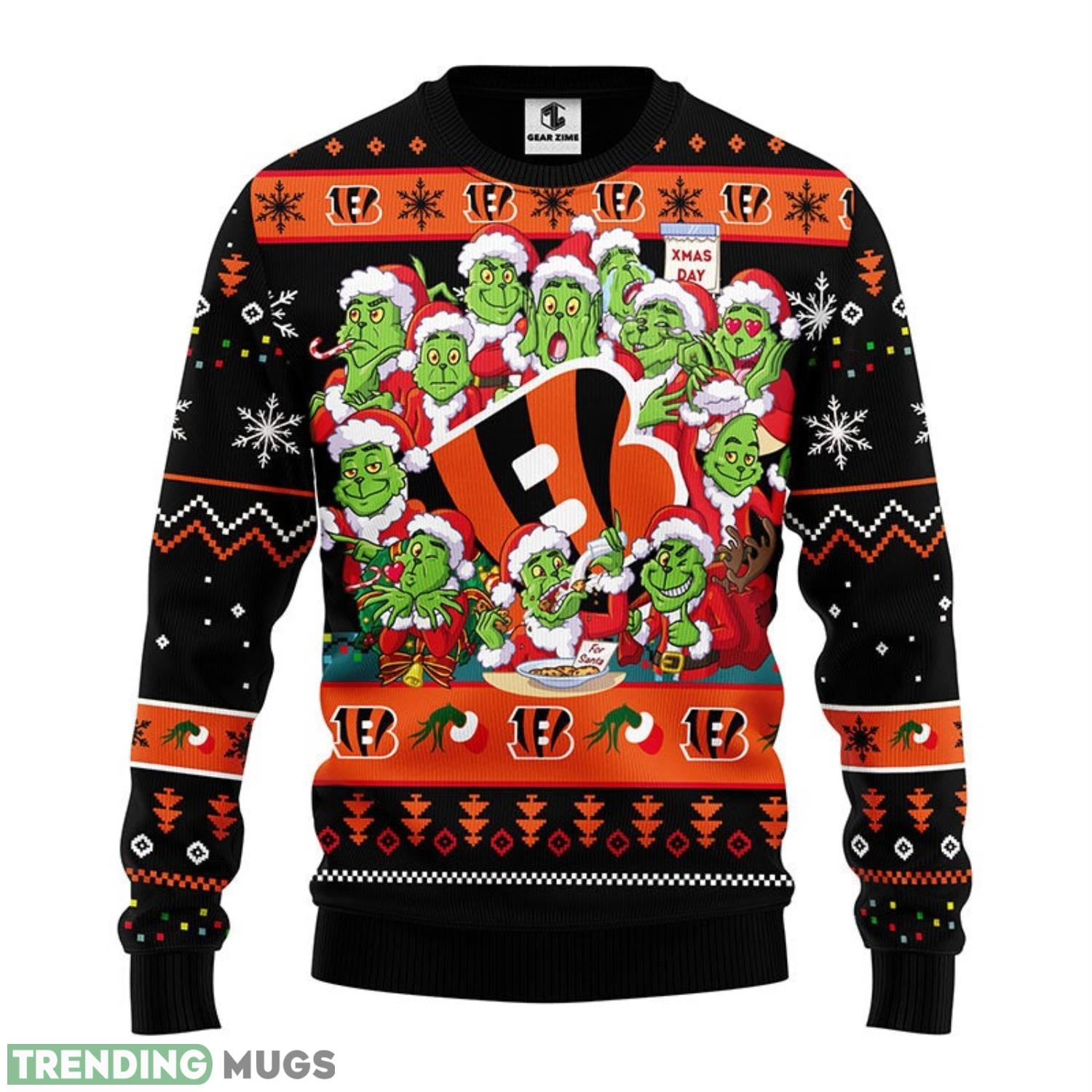 Cincinnati Bengals 12 Grinch Xmas Day AOP Ugly Christmas Sweater Christmas Holiday Gift For Fans 3D Sweater Cincinnati Bengals 12 Grinch Xmas Day AOP Ugly Christmas Sweater Christmas Holiday Gift For Fans 3D Sweater