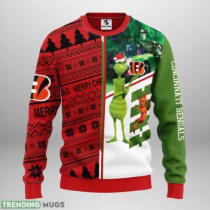 Cincinnati Bengals Grinch & Scooby-Doo AOP Ugly Christmas Sweater Christmas Holiday Gift For Fans Product Photo 1