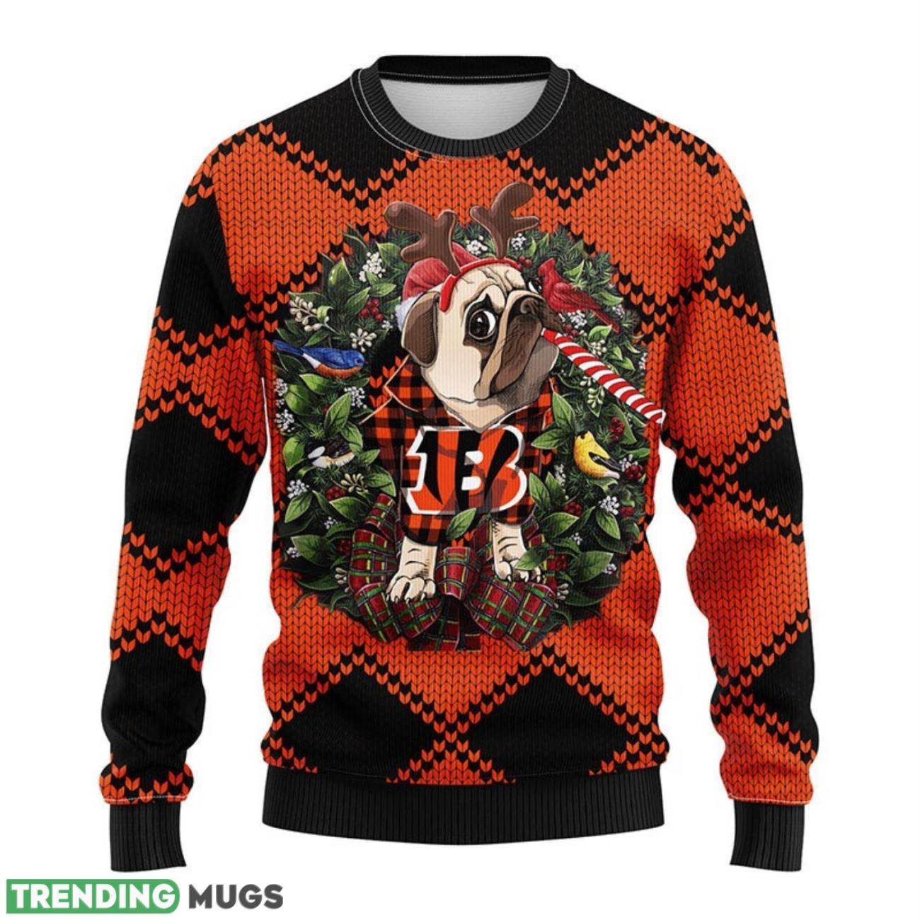 Cincinnati Bengals Pub Dog AOP Ugly Christmas Sweater Christmas Holiday Gift For Fans 3D Sweater Cincinnati Bengals Pub Dog AOP Ugly Christmas Sweater Christmas Holiday Gift For Fans 3D Sweater