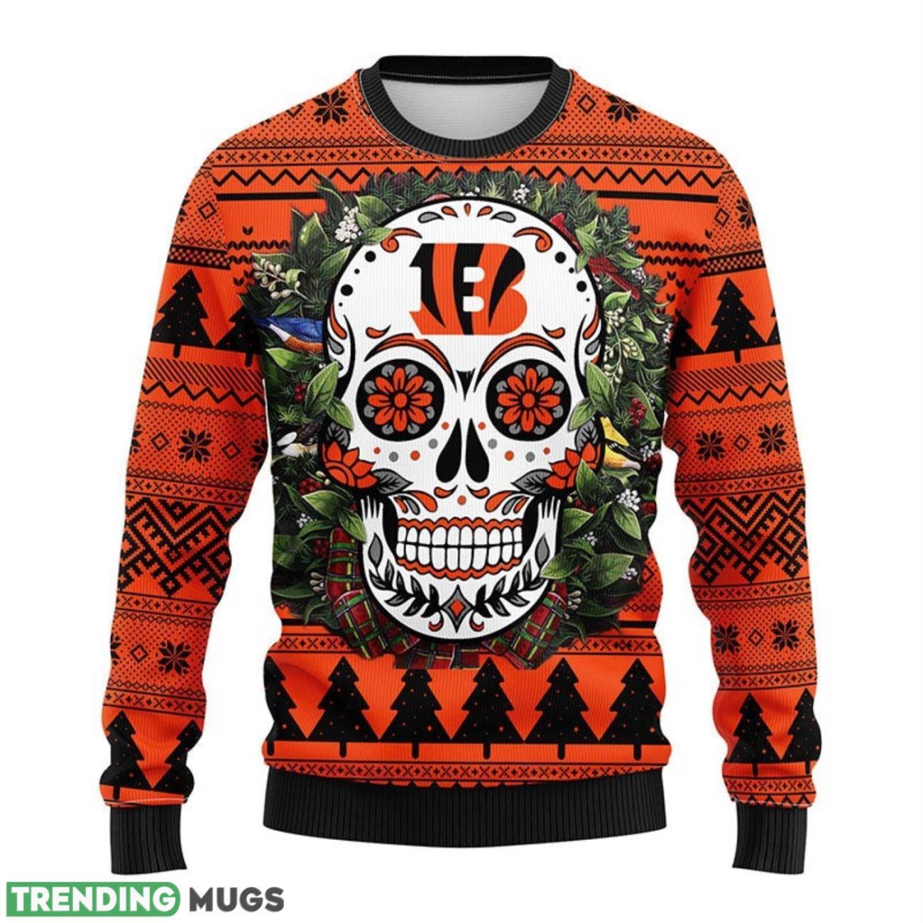 Cincinnati Bengals Skull Flower Ugly AOP Ugly Christmas Sweater Christmas Holiday Gift For Fans 3D Sweater Cincinnati Bengals Skull Flower Ugly AOP Ugly Christmas Sweater Christmas Holiday Gift For Fans 3D Sweater