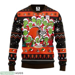 Cleveland Browns 12 Grinch Xmas Day AOP Ugly Christmas Sweater Christmas Holiday Gift For Fans 3D Sweater