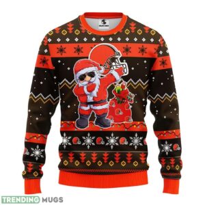 Cleveland Browns Dabbing Santa Claus AOP Ugly Christmas Sweater Christmas Holiday Gift For Fans 3D Sweater