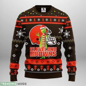 Cleveland Browns Funny Grinch AOP Ugly Christmas Sweater Christmas Holiday Gift For Fans 3D Sweater