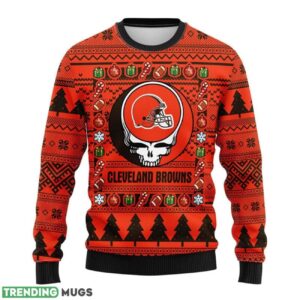 Cleveland Browns Grateful Dead Ugly Sweater 3D Christmas Sweater For Men Women 3D Sweater