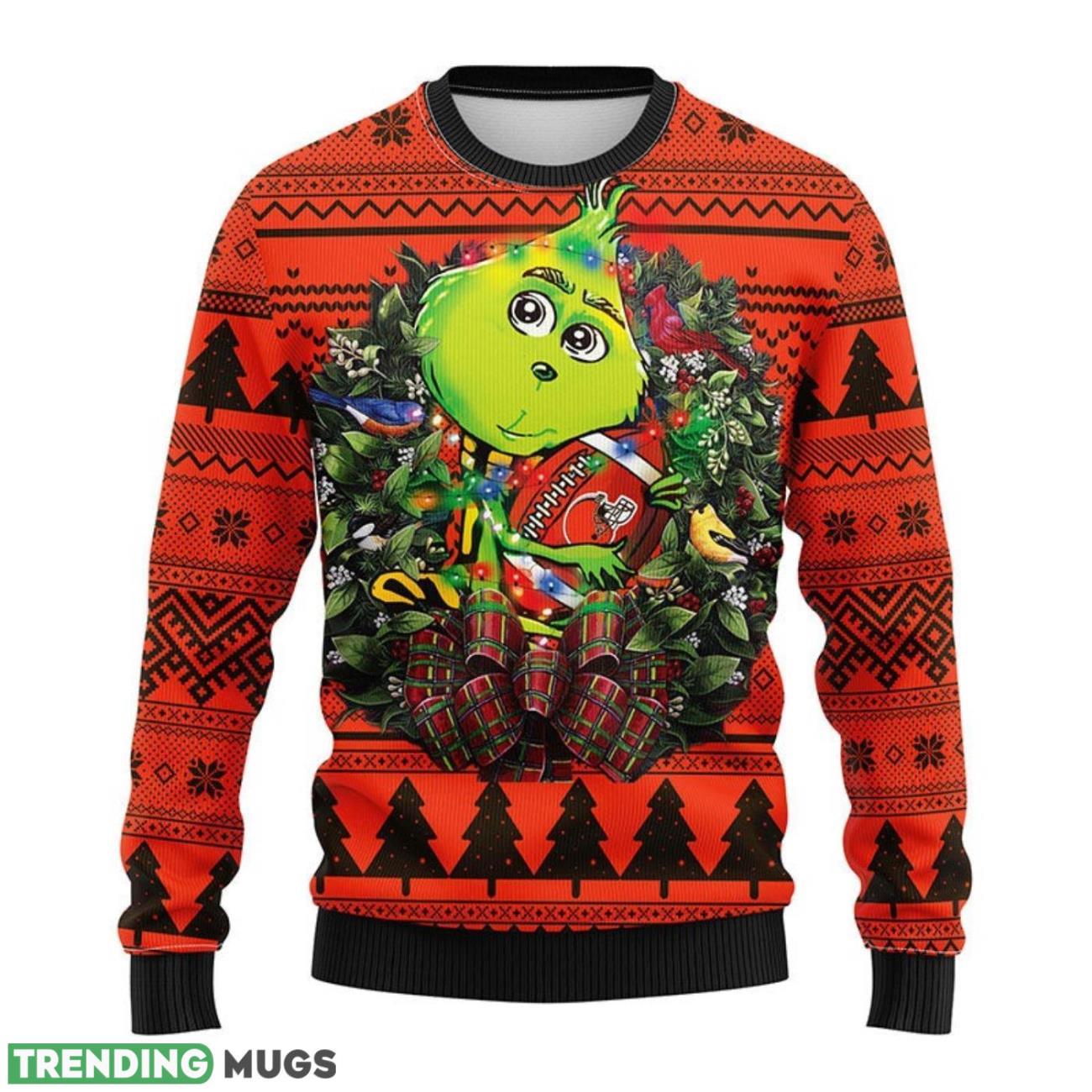 Cleveland Browns Grinch Hug AOP Ugly Christmas Sweater Christmas Holiday Gift For Fans 3D Sweater Cleveland Browns Grinch Hug AOP Ugly Christmas Sweater Christmas Holiday Gift For Fans 3D Sweater