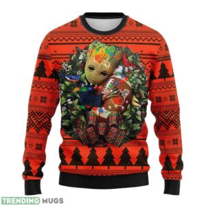 Cleveland Browns Groot Hug AOP Ugly Christmas Sweater Christmas Holiday Gift For Fans 3D Sweater