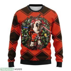 Cleveland Browns Pub Dog AOP Ugly Christmas Sweater Christmas Holiday Gift For Fans 3D Sweater