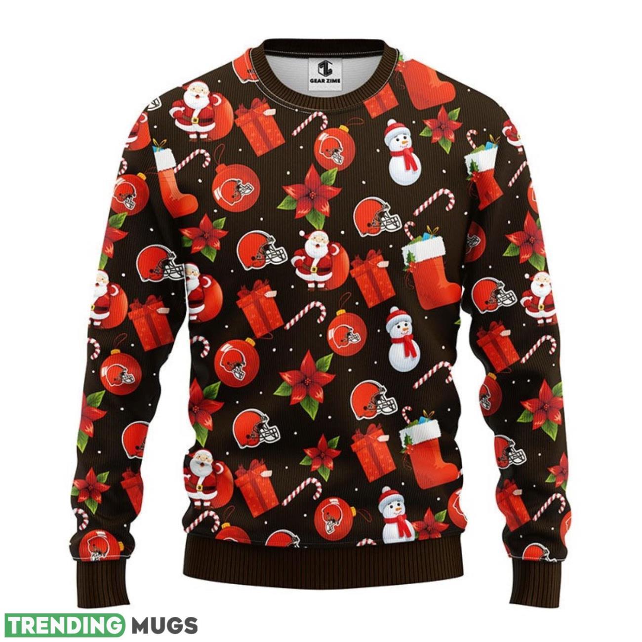 Cleveland Browns Santa Claus Snowman AOP Ugly Christmas Sweater Christmas Holiday Gift For Fans 3D Sweater Cleveland Browns Santa Claus Snowman AOP Ugly Christmas Sweater Christmas Holiday Gift For Fans 3D Sweater