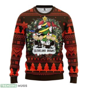 Cleveland Browns Snoopy Dog AOP Ugly Christmas Sweater Christmas Holiday Gift For Fans 3D Sweater