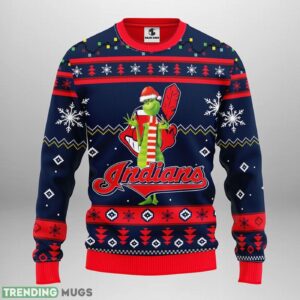Cleveland Indians Funny Grinch AOP Ugly Christmas Sweater Christmas Holiday Gift For Fans 3D Sweater