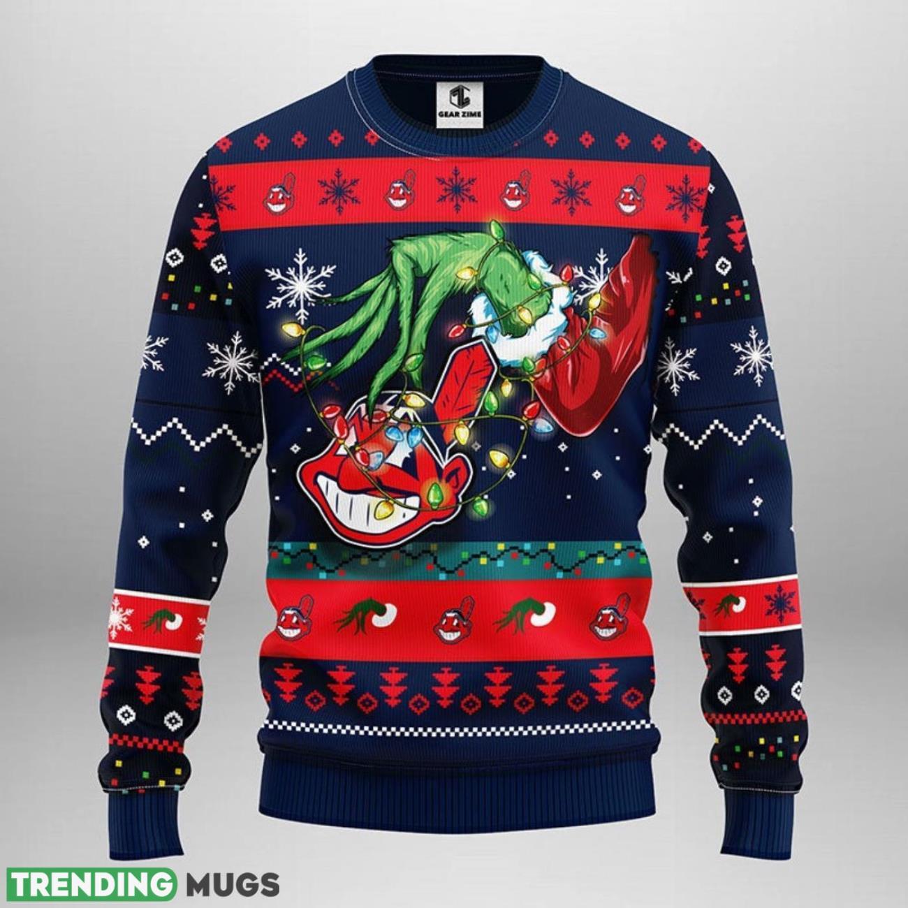 Cleveland Indians Grinch AOP Ugly Christmas Sweater Christmas Holiday Gift For Fans 3D Sweater Cleveland Indians Grinch AOP Ugly Christmas Sweater Christmas Holiday Gift For Fans 3D Sweater