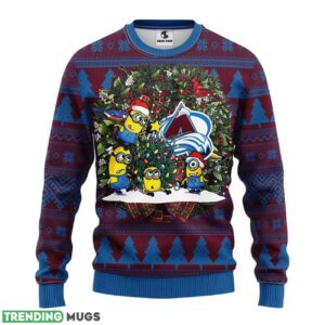 Colorado Avalanche Minion AOP Ugly Christmas Sweater Christmas Holiday Gift For Fans 3D Sweater