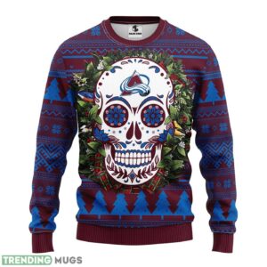 Colorado Avalanche Skull Flower Ugly AOP Ugly Christmas Sweater Christmas Holiday Gift For Fans 3D Sweater