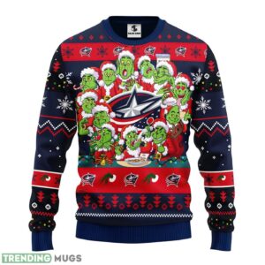 Columbus Blue Jackets 12 Grinch Xmas Day AOP Ugly Christmas Sweater Christmas Holiday Gift For Fans 3D Sweater