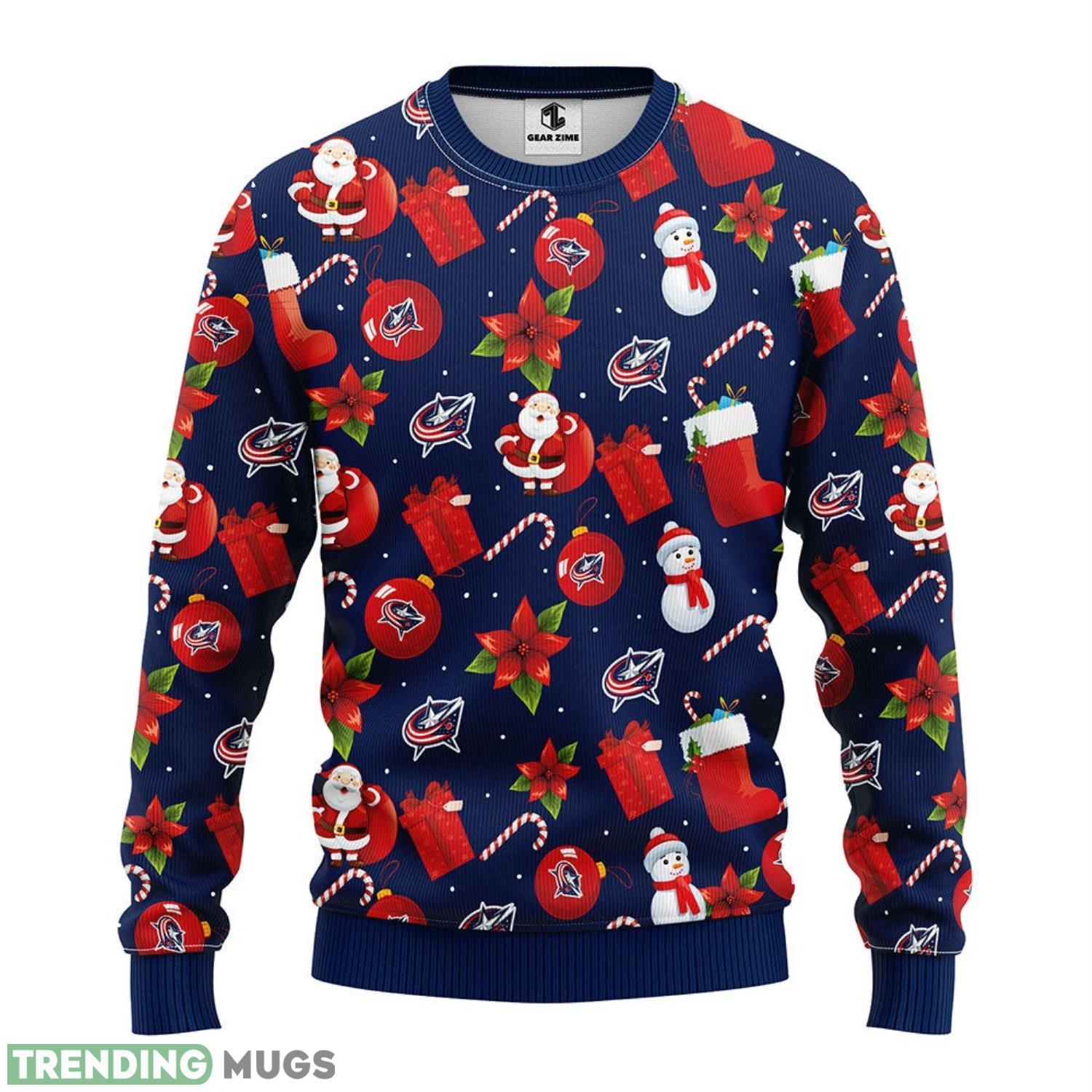 Columbus Blue Jackets Santa Claus Snowman AOP Ugly Christmas Sweater Christmas Holiday Gift For Fans 3D Sweater Columbus Blue Jackets Santa Claus Snowman AOP Ugly Christmas Sweater Christmas Holiday Gift For Fans 3D Sweater