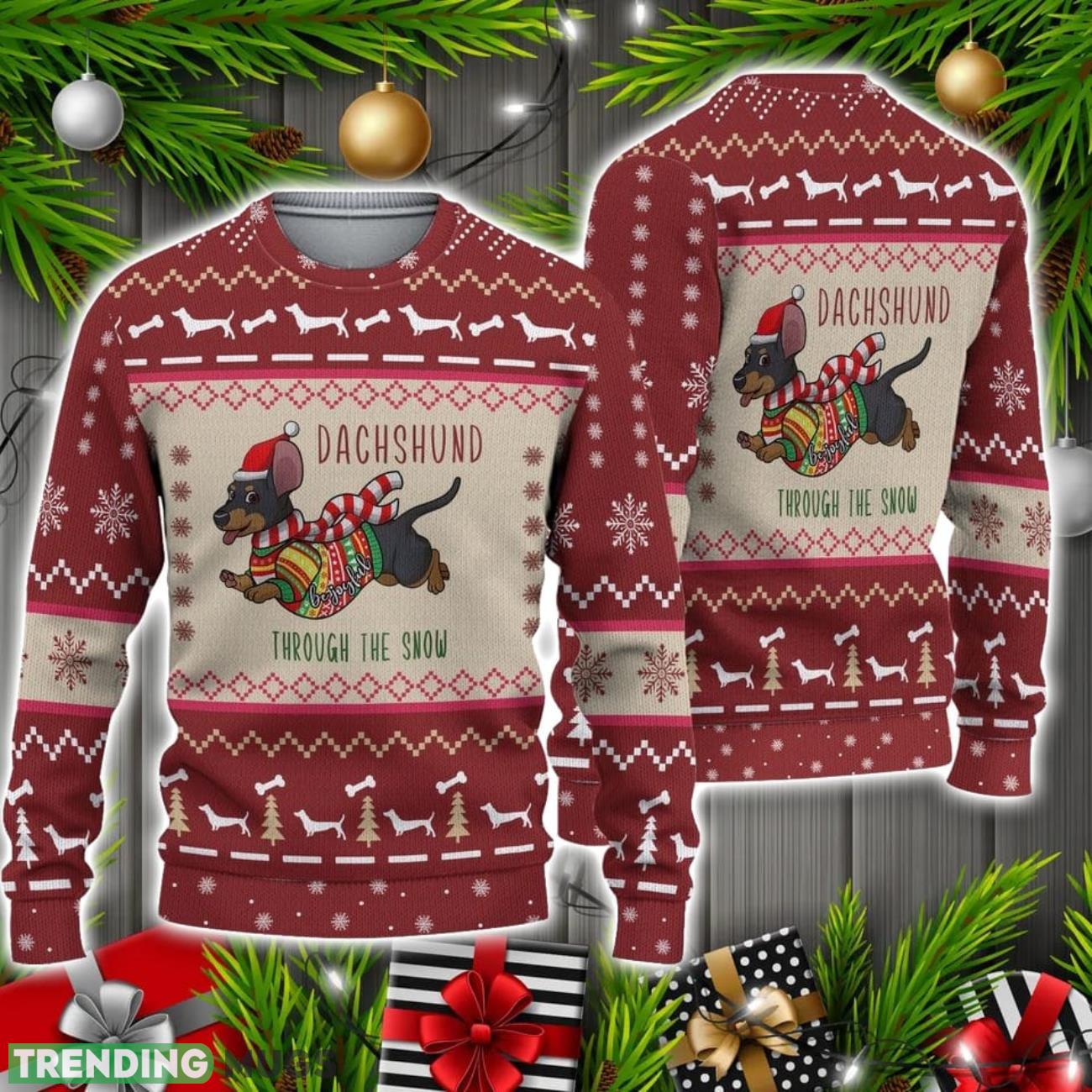 Dachshund Christmas Sweater Christmas Holiday Gift 3D Sweater Dachshund Christmas Sweater Christmas Holiday Gift 3D Sweater