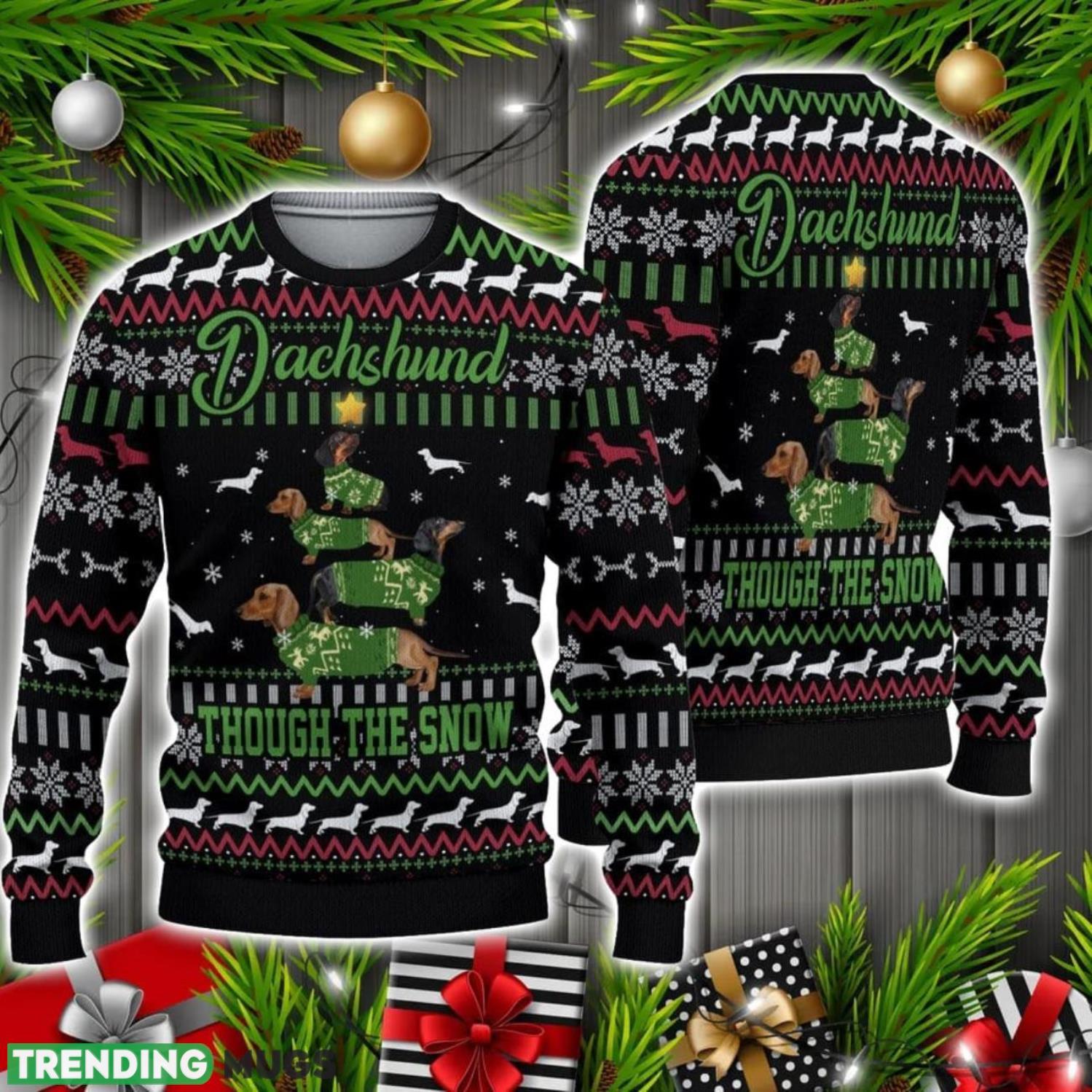 Dachshund Christmas Tree Ugly Knitted Christmas Sweater Christmas Holiday Gift 3D Sweater Dachshund Christmas Tree Ugly Knitted Christmas Sweater Christmas Holiday Gift 3D Sweater
