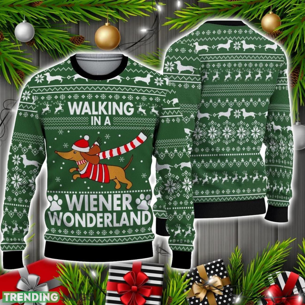 Dachshund Walking In A Weiner Wonderland Ugly Christmas Sweater Christmas Holiday Gift 3D Sweater Dachshund Walking In A Weiner Wonderland Ugly Christmas Sweater Christmas Holiday Gift 3D Sweater