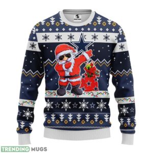 Dallas Cowboys Dabbing Santa Claus AOP Ugly Christmas Sweater Christmas Holiday Gift For Fans 3D Sweater
