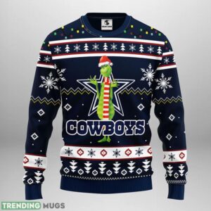 Dallas Cowboys Funny Grinch AOP Ugly Christmas Sweater Christmas Holiday Gift For Fans 3D Sweater