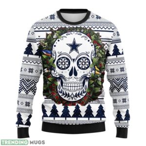 Dallas Cowboys Skull Flower Ugly AOP Ugly Christmas Sweater Christmas Holiday Gift For Fans Product Photo 1