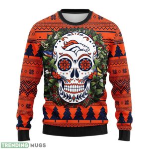 Denver Brocos Skull Flower Ugly AOP Ugly Christmas Sweater Christmas Holiday Gift For Fans Product Photo 1