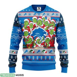 Detroit Lions 12 Grinch Xmas Day AOP Ugly Christmas Sweater Christmas Holiday Gift For Fans 3D Sweater