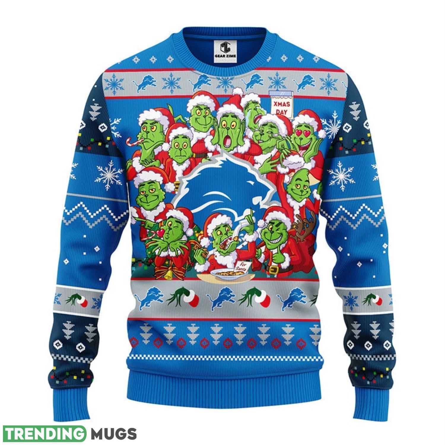 Detroit Lions 12 Grinch Xmas Day AOP Ugly Christmas Sweater Christmas Holiday Gift For Fans 3D Sweater Detroit Lions 12 Grinch Xmas Day AOP Ugly Christmas Sweater Christmas Holiday Gift For Fans 3D Sweater