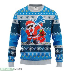 Detroit Lions Dabbing Santa Claus AOP Ugly Christmas Sweater Christmas Holiday Gift For Fans 3D Sweater