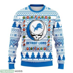Detroit Lions Grateful Dead Ugly Sweater 3D Christmas Sweater For Men Women Product Photo 1