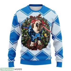 Detroit Lions Pub Dog AOP Ugly Christmas Sweater Christmas Holiday Gift For Fans 3D Sweater