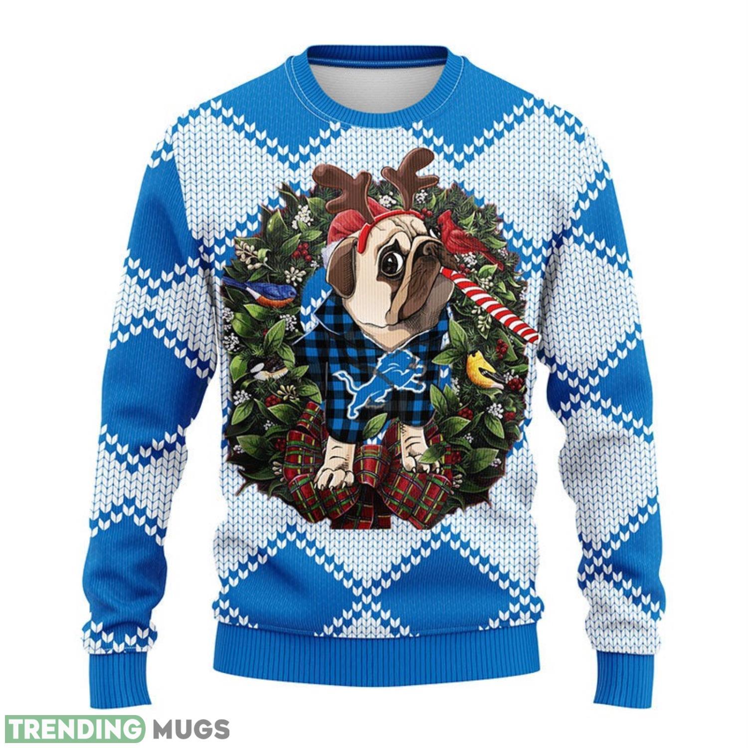 Detroit Lions Pub Dog AOP Ugly Christmas Sweater Christmas Holiday Gift For Fans 3D Sweater Detroit Lions Pub Dog AOP Ugly Christmas Sweater Christmas Holiday Gift For Fans 3D Sweater