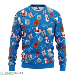 Detroit Lions Santa Claus Snowman AOP Ugly Christmas Sweater Christmas Holiday Gift For Fans Product Photo 1