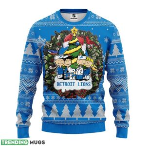 Detroit Lions Snoopy Dog AOP Ugly Christmas Sweater Christmas Holiday Gift For Fans 3D Sweater
