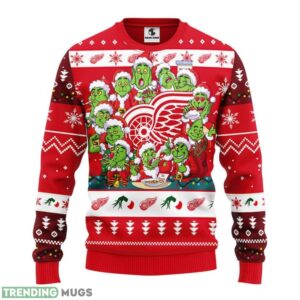 Detroit Red Wings 12 Grinch Xmas Day AOP Ugly Christmas Sweater Christmas Holiday Gift For Fans 3D Sweater
